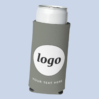 Simple Logo Text Business Promotional Sage Green Seltzer Can Cooler