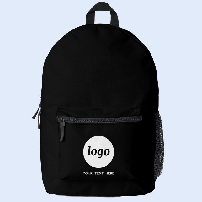 Simple Logo Text Promotional Business Black Printed Backpack (Simple logo with custom text business promotional backpack)