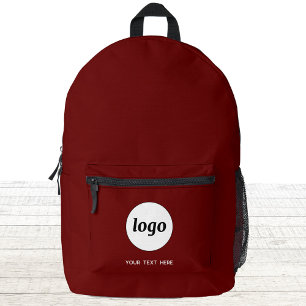 Simple Logo Text Promotional Business Burgundy Red Printed Backpack