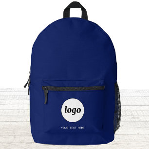 Simple Logo Text Promotional Business Navy Blue Printed Backpack