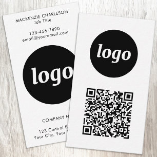 Simple Logo Text QR Code Vertical Format Business Card