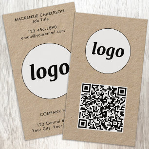 Simple Logo Text QR Code Vertical Format Business Card