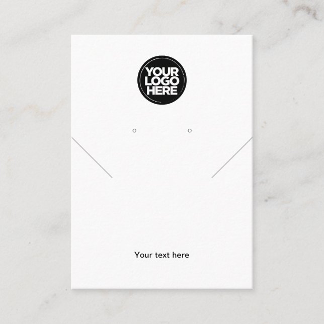 Simple Logo White Chain Earrings Display Card (Front)