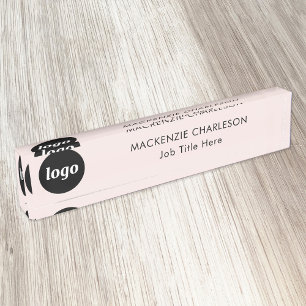 Simple Logo with Custom Text Business Blush PInk Nameplate