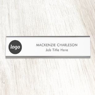 Simple Logo with Custom Text Business Professional Desk Name Plate