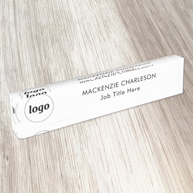 Simple Logo with Custom Text Business Professional Nameplate (Logo with text simple business branding professional name plate)