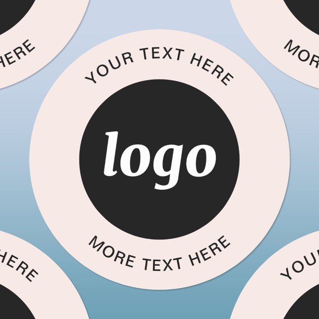 Simple Logo With Text Blush Pink Business  Classic Round Sticker (Logo and text business promotional blush pink stickers)