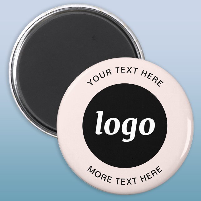 Simple Logo With Text Blush Pink Business Magnet (Logo and text business promotional magnet)