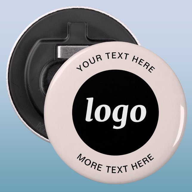 Simple Logo With Text Blush Pink Promotional Bottle Opener (Logo and text business promotional button bottle opener)