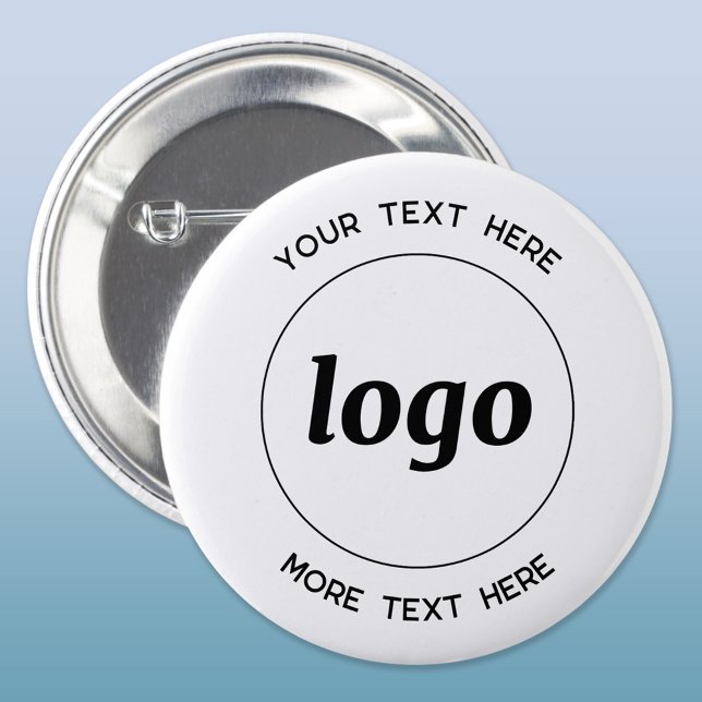 Simple Logo With Text Business 6 Cm Round Badge (Logo and custom text business promotional button)