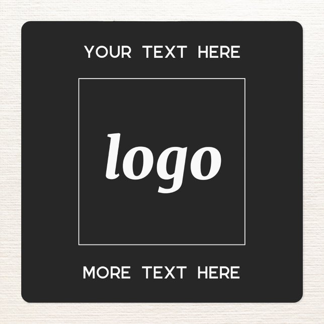 Simple Logo With Text Business Black (Simple logo with custom text business branding promotional sticker labels in black and white)