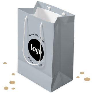 Simple Logo With Text Business Blue Medium Gift Bag