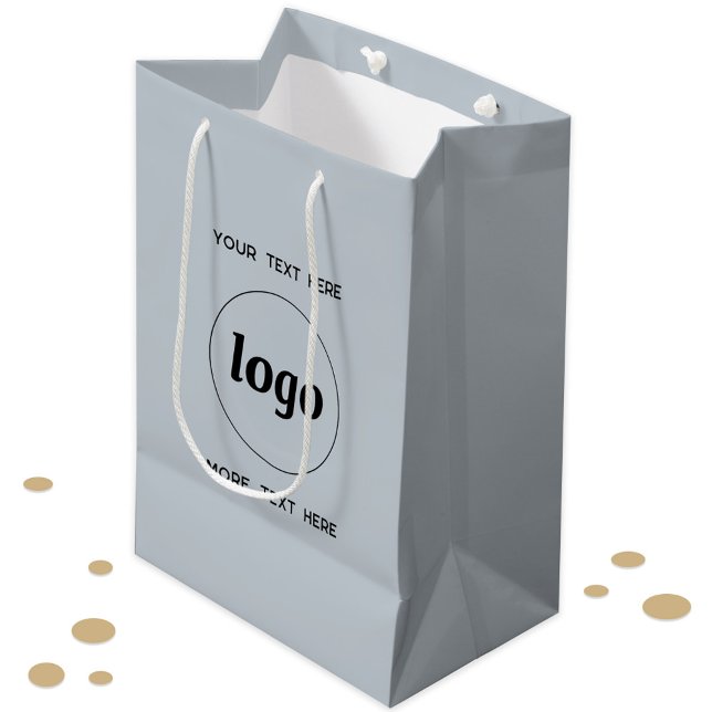 Simple Logo With Text Business Blue Medium Gift Bag (Simple logo and custom text promotional business branding gift or product bag)
