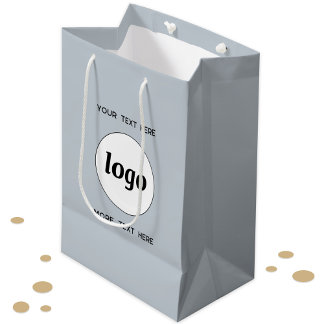 Simple Logo With Text Business Blue Medium Gift Bag