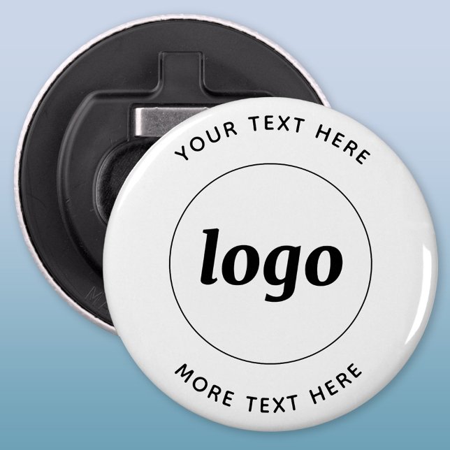 Simple Logo With Text Business Bottle Opener (Simple logo with custom text business branding promotional button bottle opener)