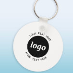 Simple Logo With Text Business Key Ring<br><div class="desc">Add your own logo and choice of text to this design.  Remove the top or lower text if you prefer.  Minimalist and professional.  Great for employee branding,  or as a promotional product for your clients and customers.</div>