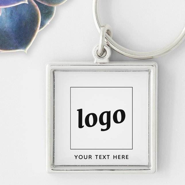 Simple Logo With Text Business Key Ring (Logo custom text business promotional keyring)