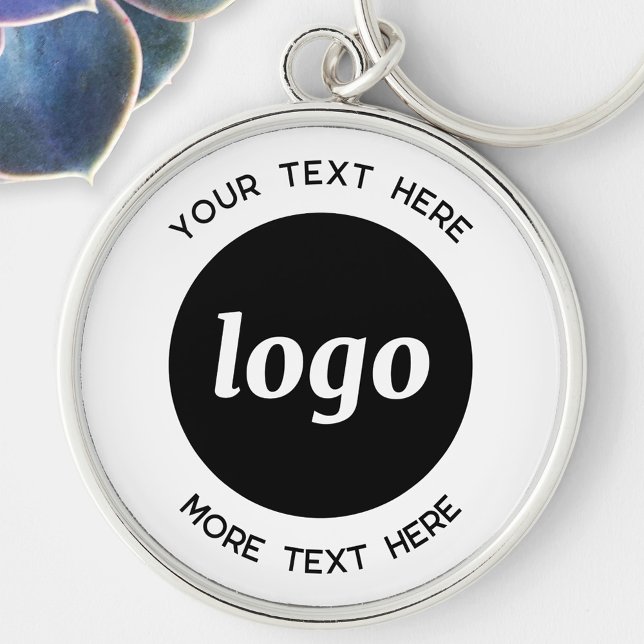 Simple Logo With Text Business Key Ring (Logo and custom text business promotional keychain keyring)
