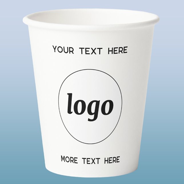 Simple Logo With Text Business Paper Cups (Simple logo with custom text business branding promotional paper cup)