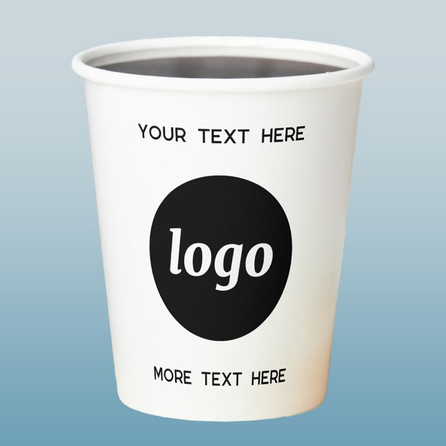 Simple Logo With Text Business Paper Cups (Simple logo with custom text business branding promotional paper cup)