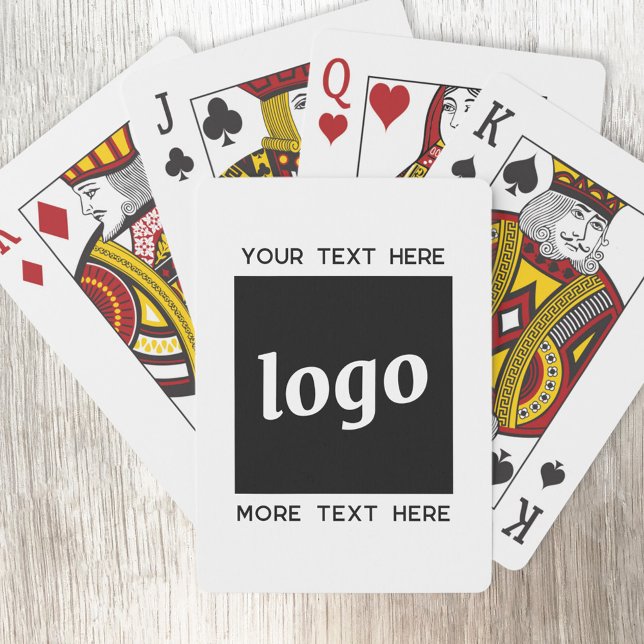 Simple Logo With Text Business Playing Cards (Logo with custom text business promotional playing cards)