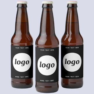 Simple Logo With Text Business Promotional Beer Bottle Label