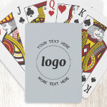 Simple Logo With Text Business Promotional Blue Playing Cards<br><div class="desc">Add your own logo and choice of text to this design.  Remove the top or lower text if you prefer.  Minimalist and professional.  Great for a promotional product for your clients and customers. Your logo will be clipped to a circle.  For other versions,  see the collection.</div>