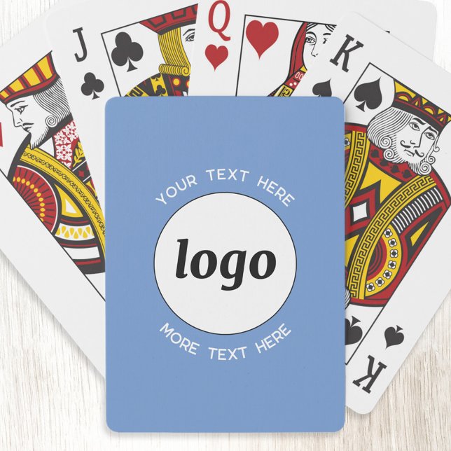 Simple Logo With Text Business Promotional Blue Playing Cards (Logo with custom text  business promotional branding playing cards)