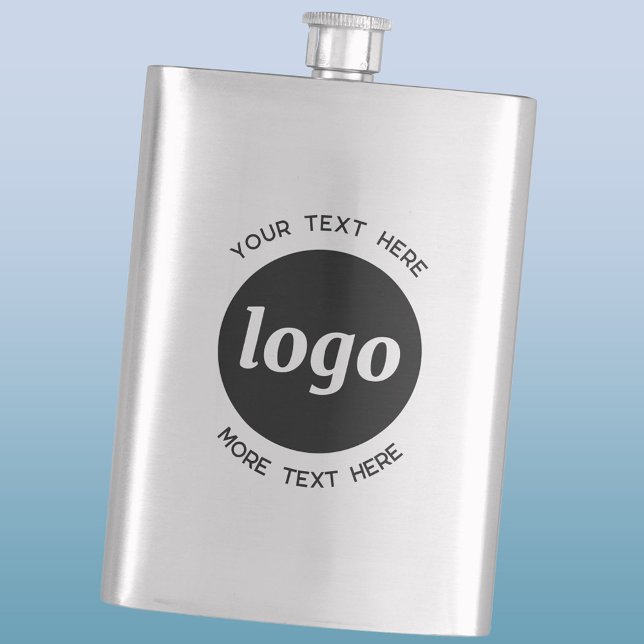 Simple Logo With Text Business Promotional Hip Flask (Simple logo with text business branding promotional flask)