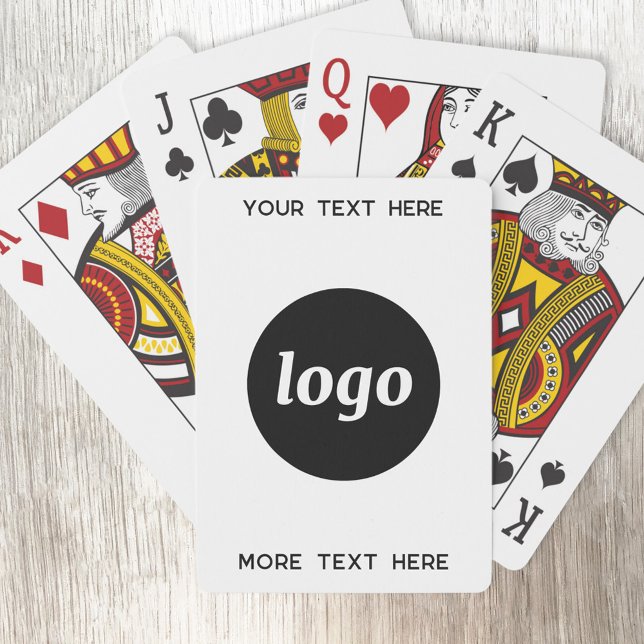 Simple Logo With Text Business Promotional Playing Cards (Logo with custom text business promotional playing cards)