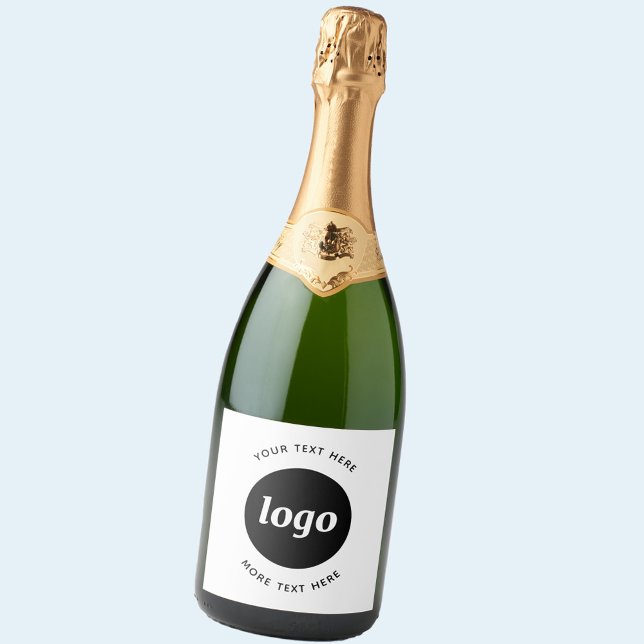 Simple Logo With Text Business Promotional Sparkling Wine Label (Custom logo with text business promotional sparkling wine bottle label)