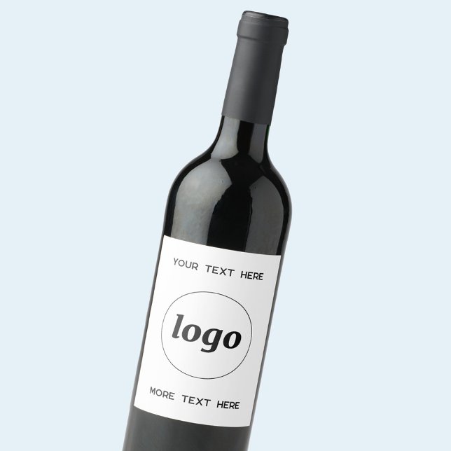 Simple Logo With Text Business Promotional Wine Label (Custom logo with text business promotional wine bottle label)