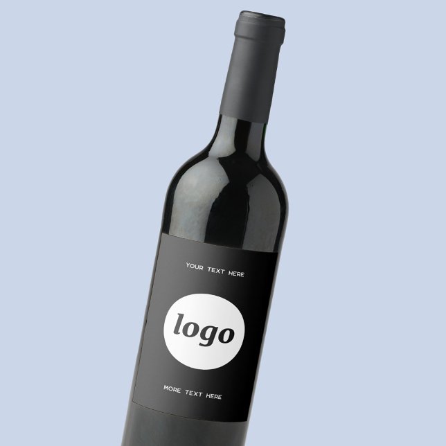 Simple Logo With Text Business Promotional Wine Label (Simple logo with custom text promotional business branding wine bottle label)