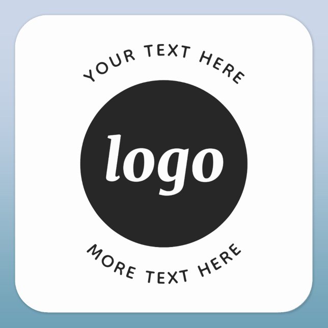 Simple Logo With Text Business Square Sticker (Logo with custom text business promotional sticker)