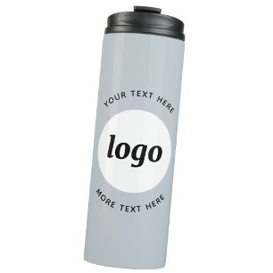Simple Logo With Text Powder Blue Business Thermal Tumbler