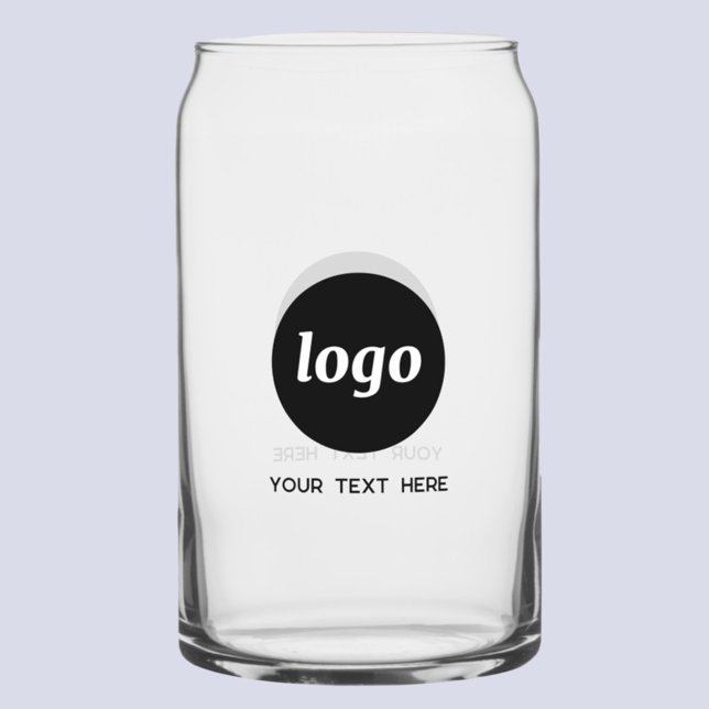 Simple Logo with Text Promotional Business Can Glass (Your logo and custom text business promotional glass)