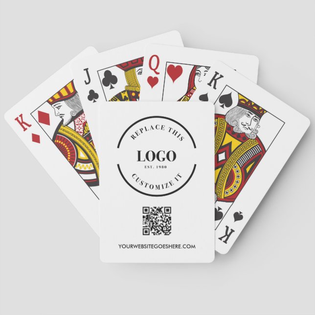 Simple Logo With website QR Code business promo Playing Cards (Back)