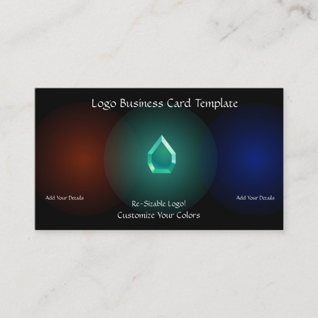 Simple Logos  - Teal Glass Jewel Business Card (Front)
