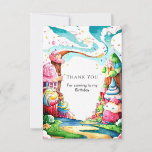 Simple Lollipop Candyland Birthday Thank You Card