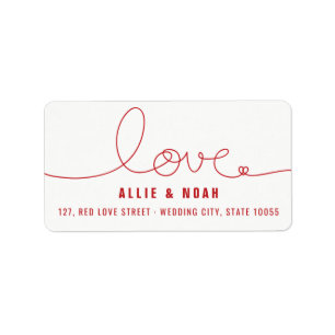 Simple Loopy Love Heart Wedding Address Labels