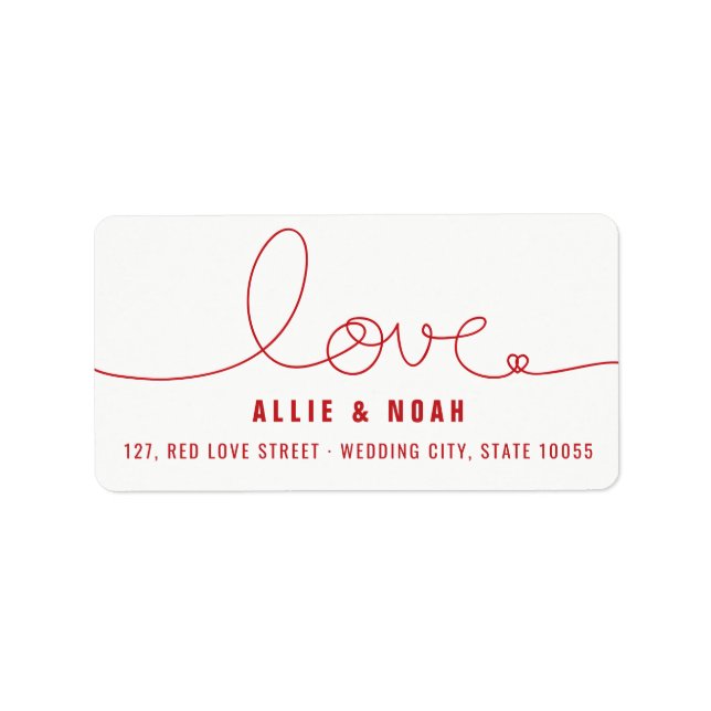 Simple Loopy Love Heart Wedding Address Labels (Front)