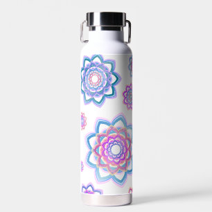 Simple Lotus Colourful Abstract Modern Pink Pastel Water Bottle