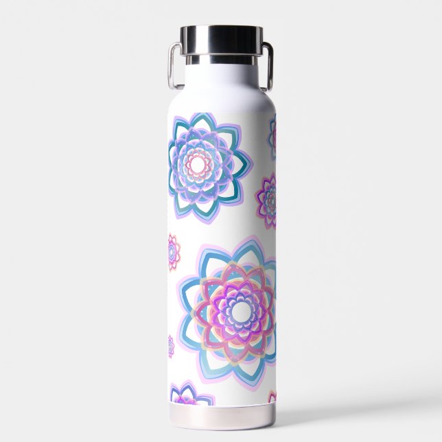 Simple Lotus Colourful Abstract Modern Pink Pastel Water Bottle (Front)