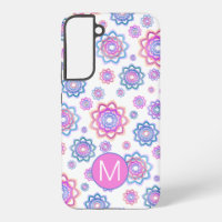 Simple Lotus Flower Monogram Pink Pastel Green 
