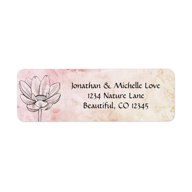 Simple Lotus Flower | Pink Gold Marble Bkg Address (Front)