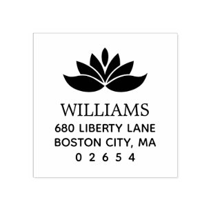 Simple Lotus Flower Return Address Rubber Stamp