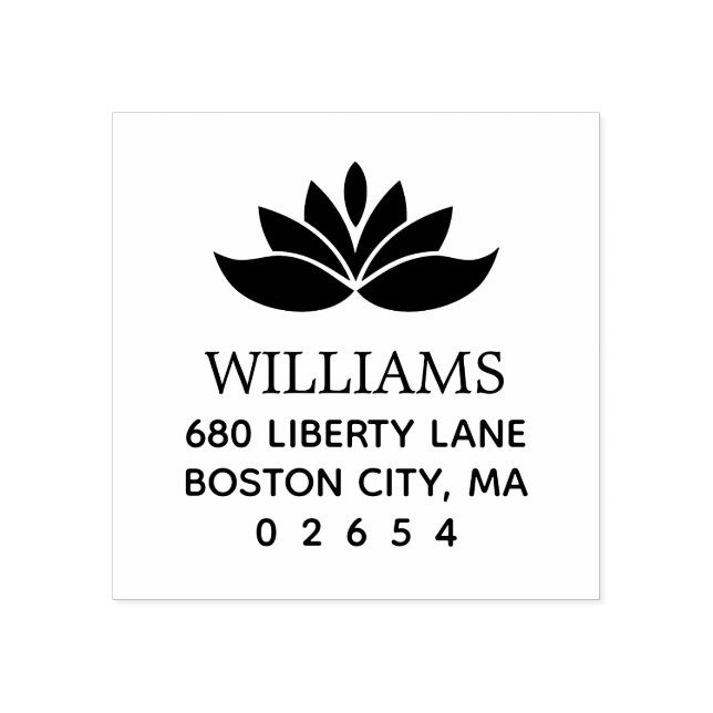 Simple Lotus Flower Return Address Rubber Stamp (Imprint)