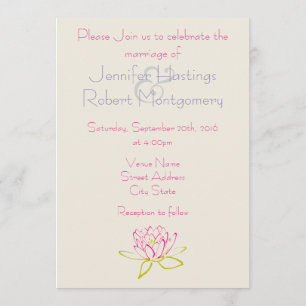 Simple Lotus Flower / Water Lily Wedding Invitation