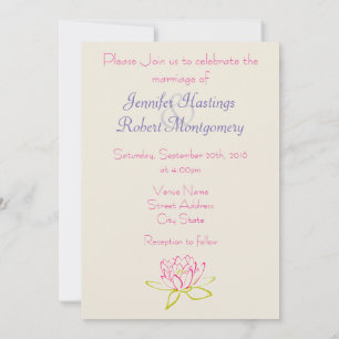 Simple Lotus Flower / Water Lily Wedding Invitation