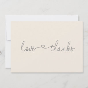 Simple Love and Thanks Heart script baby shower Thank You Card